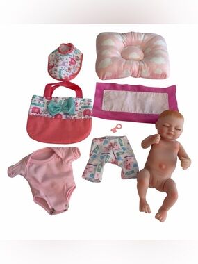 NPK Pinky Newborn 11” Baby Doll Set with 7 Accessories